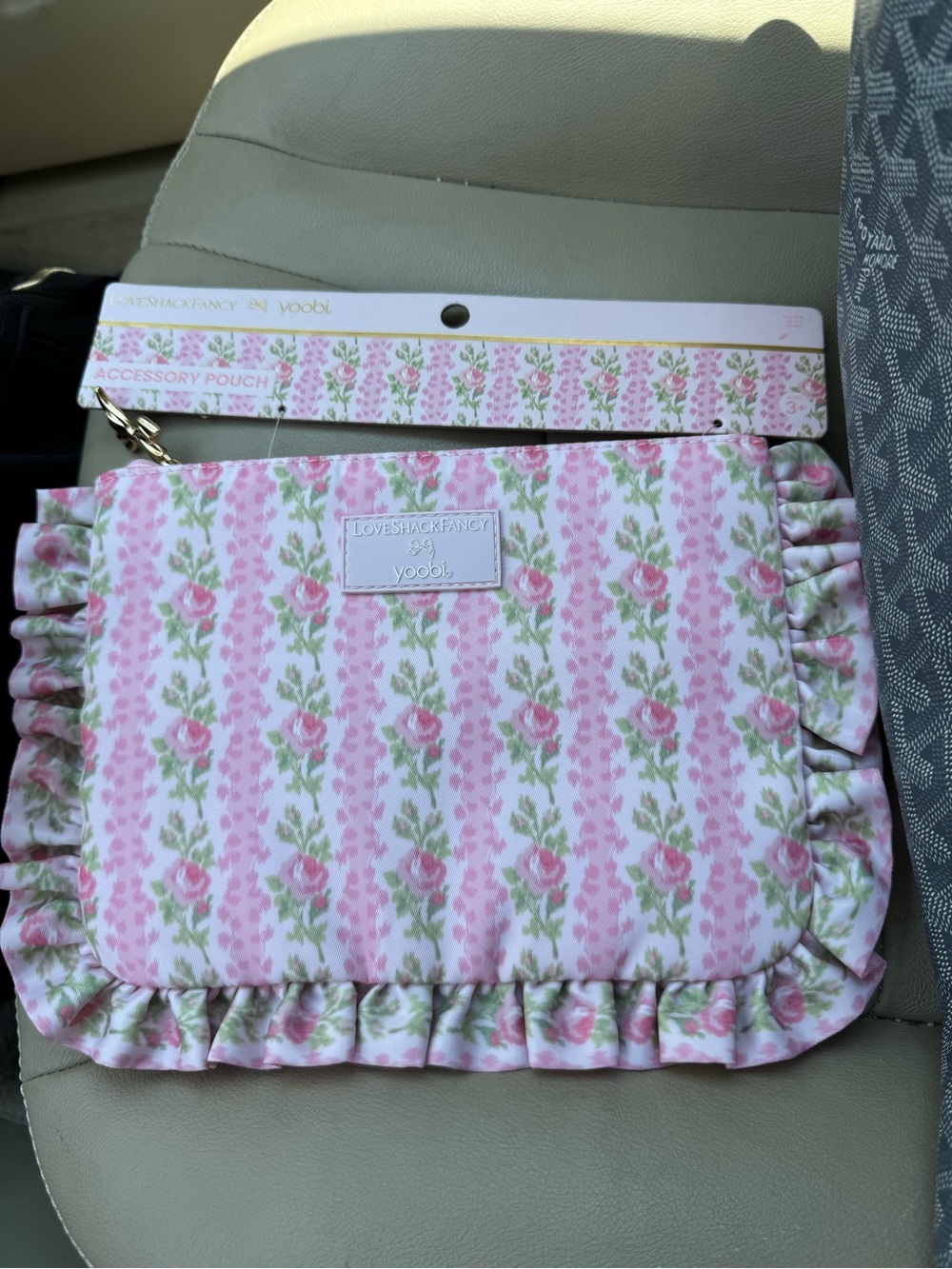 LoveShackFancy Pink and Green Floral Travel Accessory Pouch